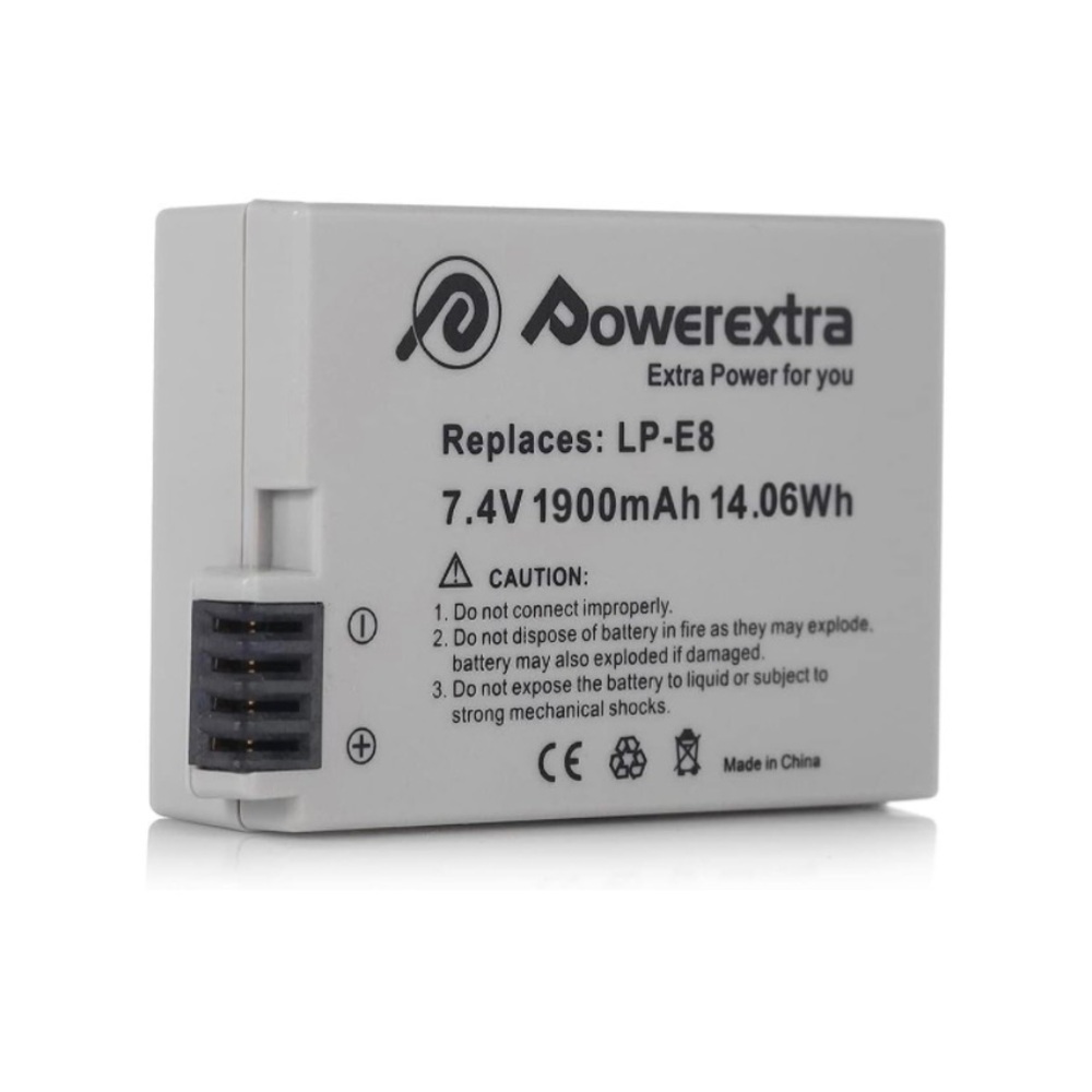 Powerextra Li-ion Battery LP E8 7.4V 1900mAh 14.06Wh for Canon Digital Cameras
